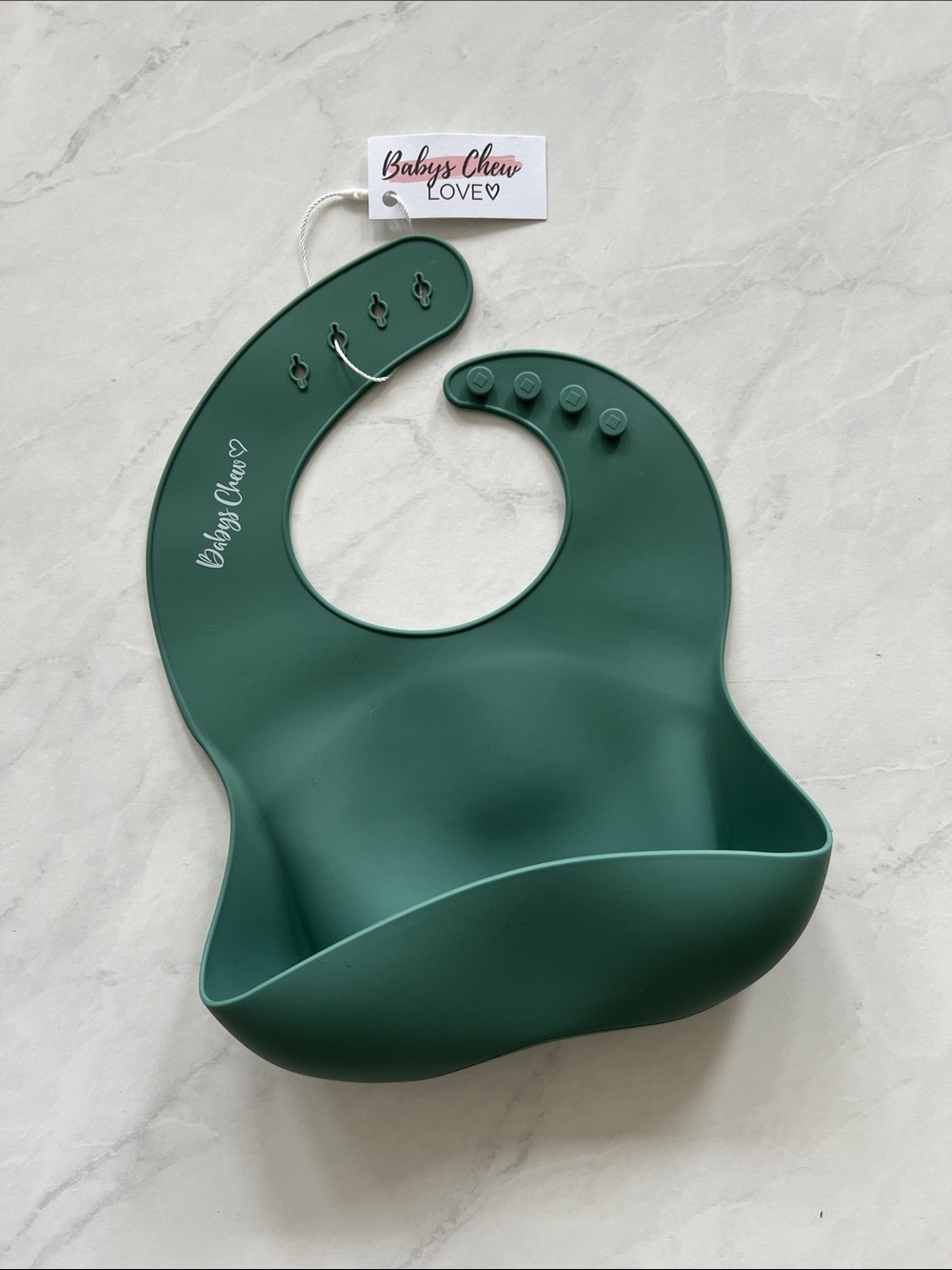Baby’s Chew Silicone Bib with Catcher Pocket - Green